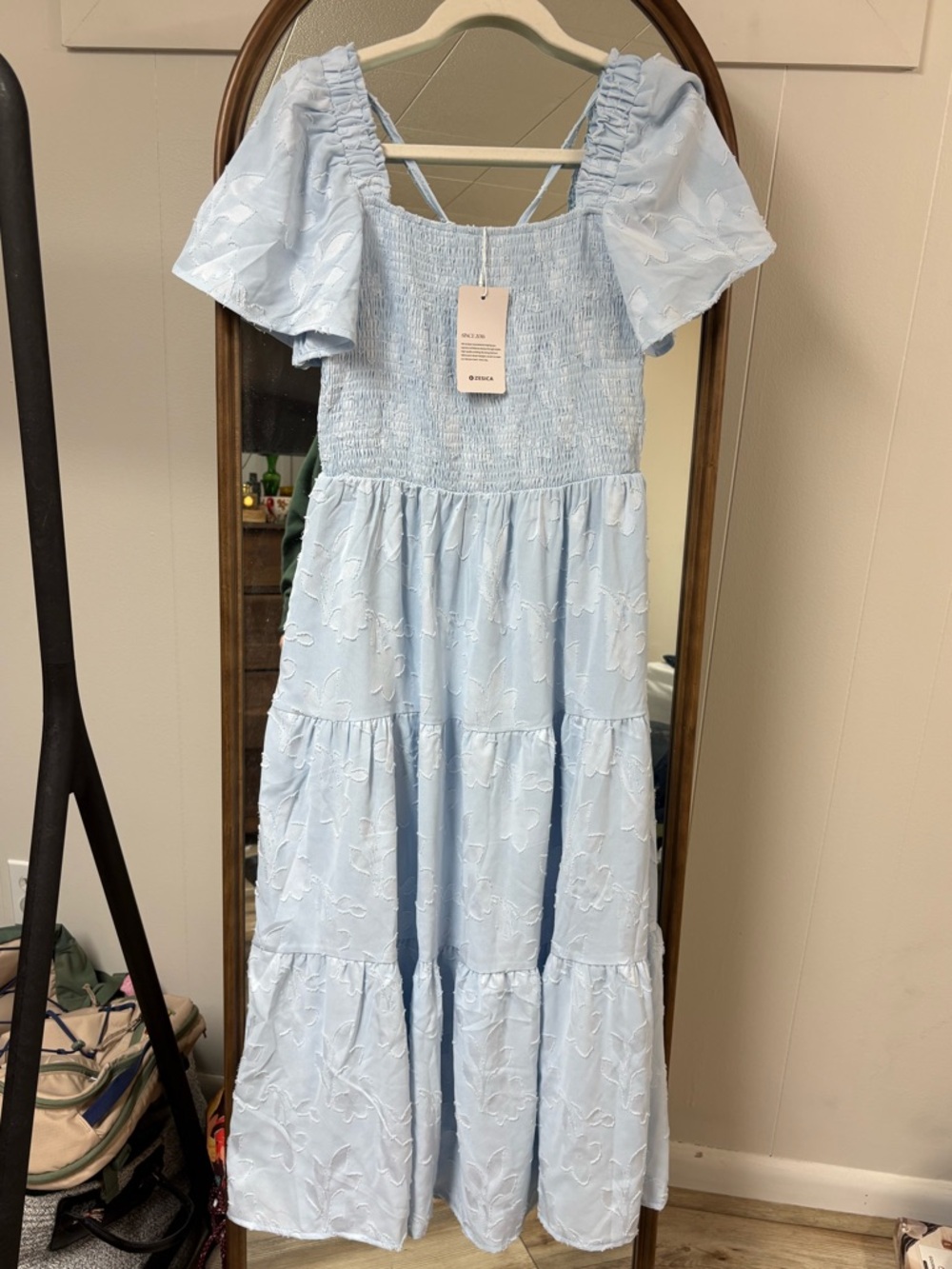 Light Blue Floral Midi Dress